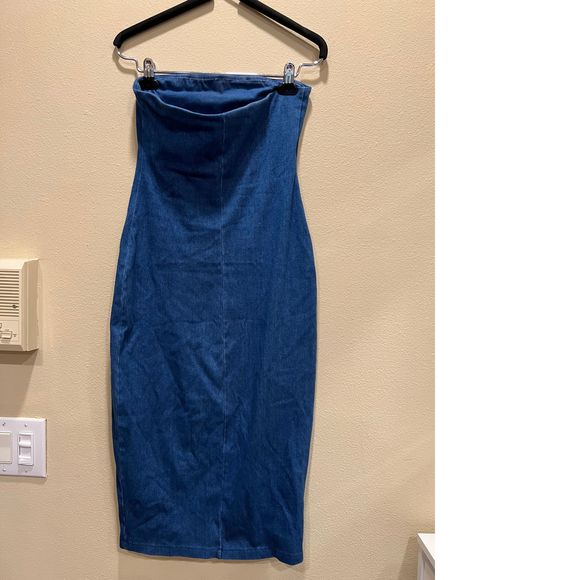 NEW Size S Susana Monaco Strapless Midi Dress in Light Denim REVOLVE MSRP $158 - Picture 7 of 9